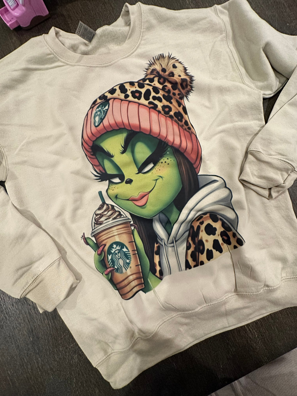 Grinch Starbies Cheetah Sweater ADULT