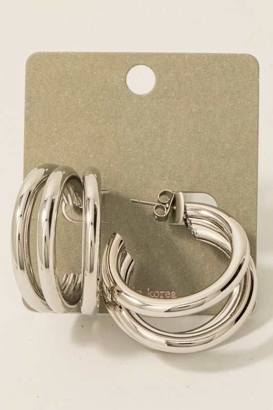 Layered Hoop Silver