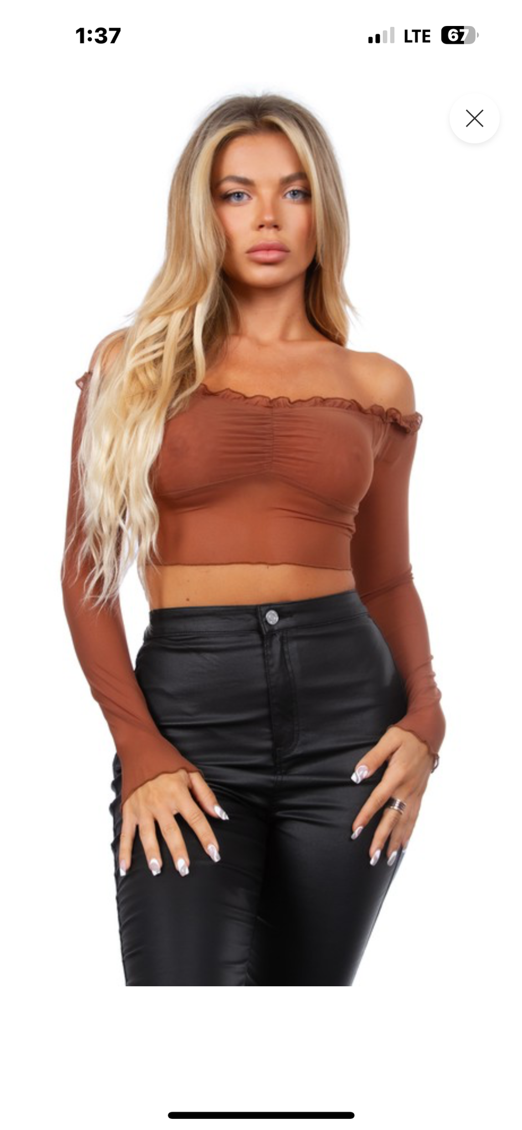Off Shoulder Brown Top