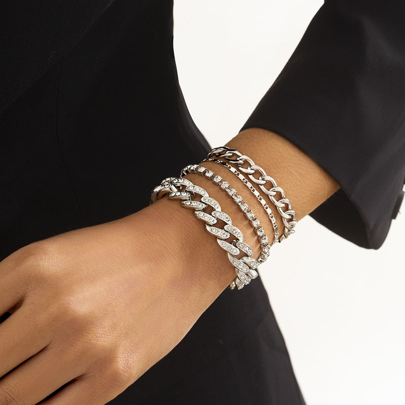 silver chain bracelet set