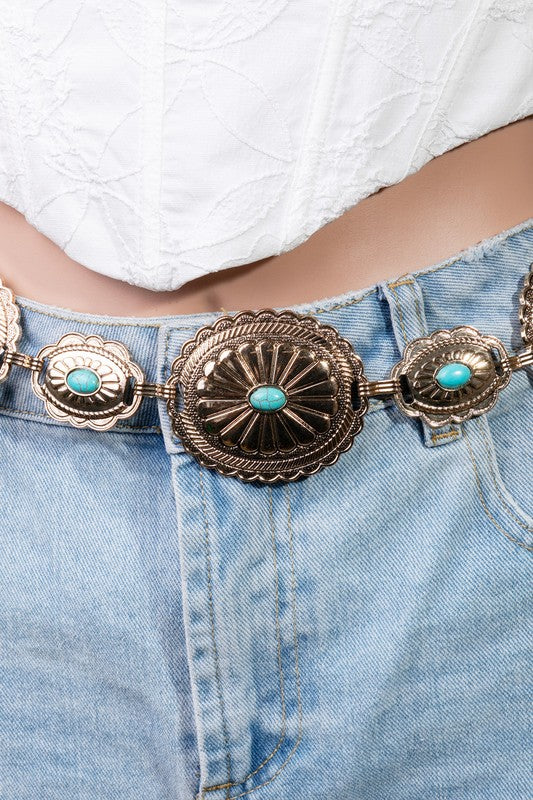 Flower Concho Chain Belt