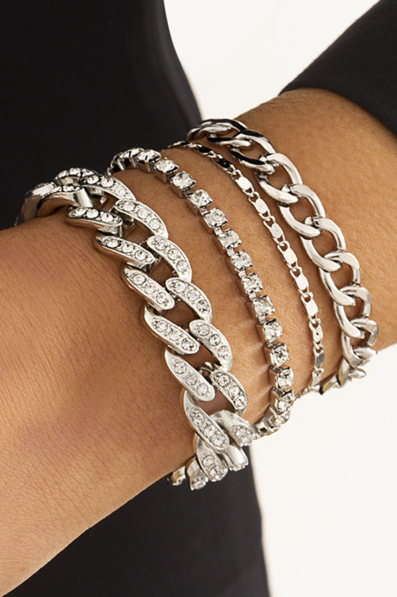 silver chain bracelet set