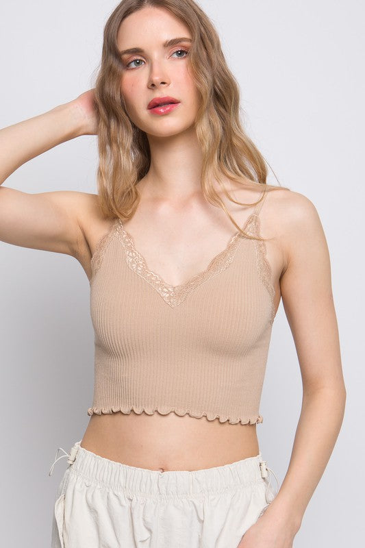 V-Neck Top Khaki