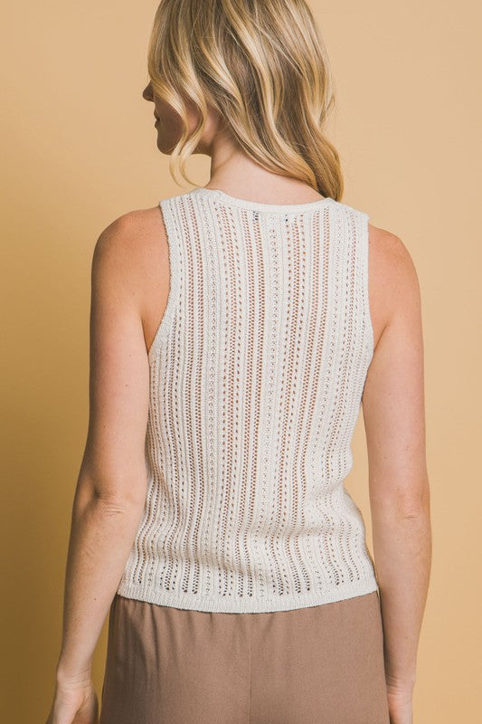Knit sleeveless Top Cream