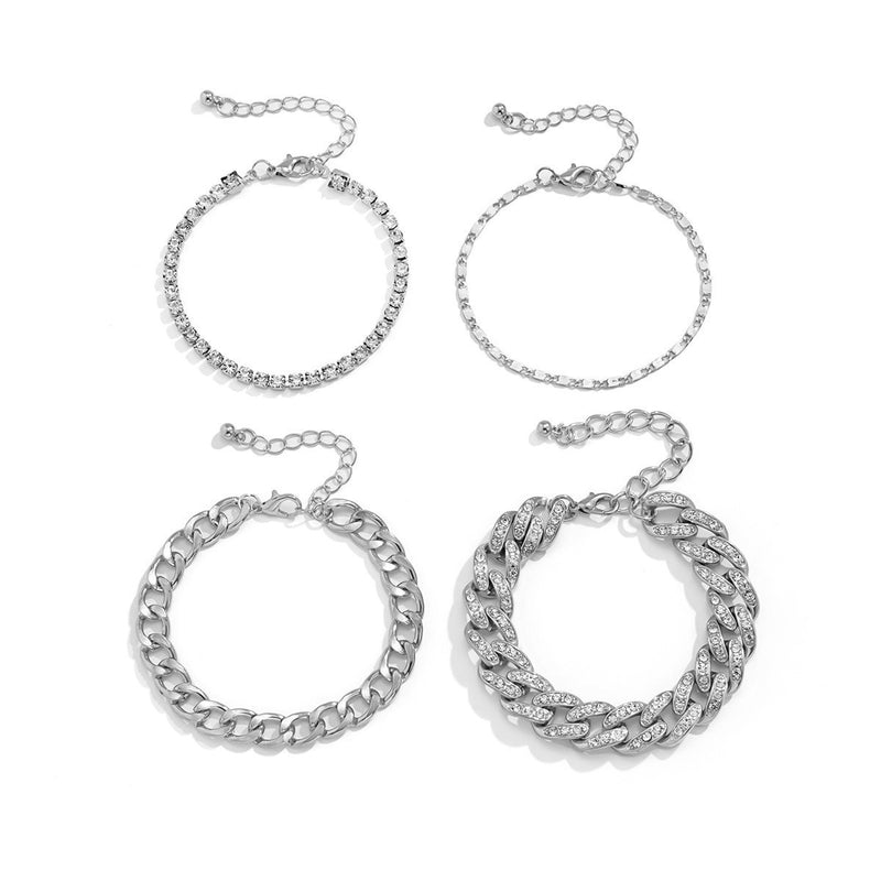 silver chain bracelet set