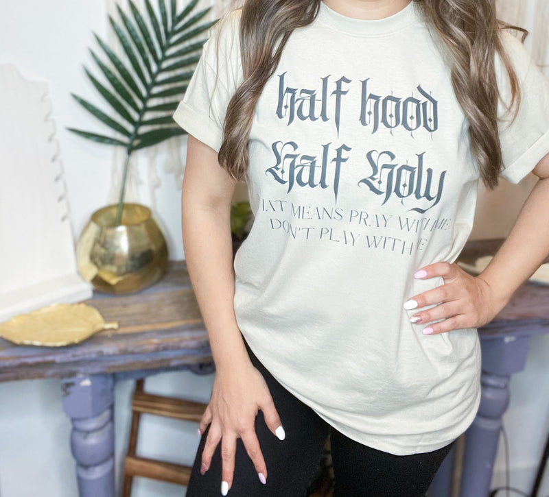 Tan Half Hood Half Holy Tee